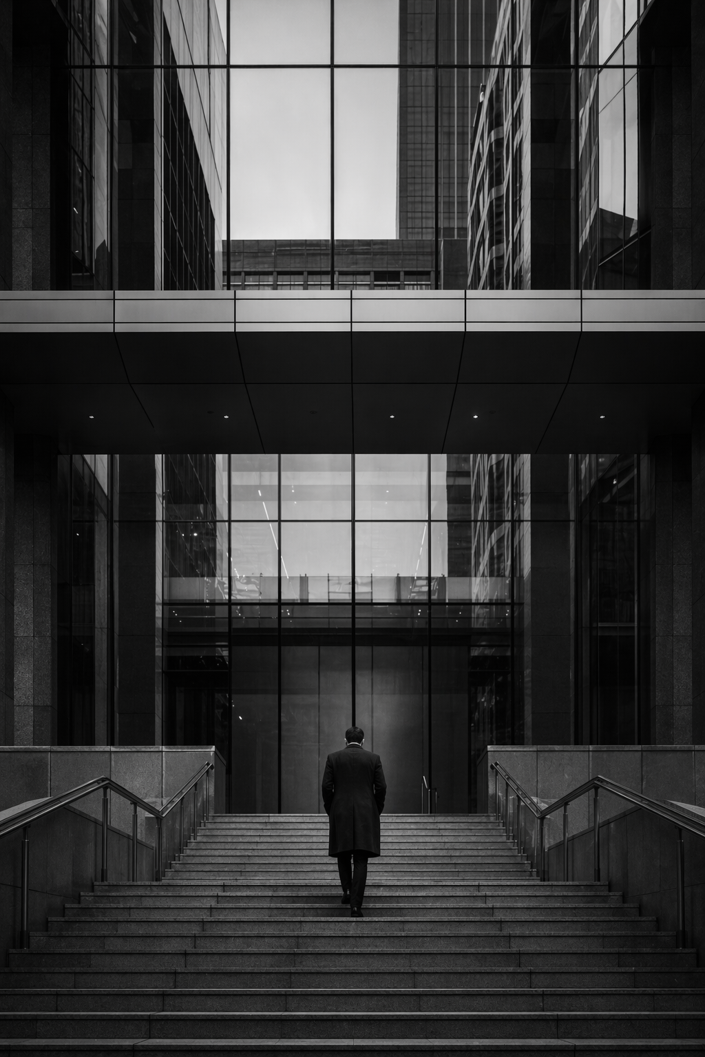 Operator entering an office building